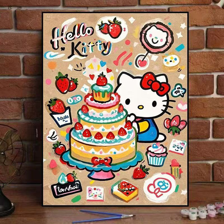 Whimsical Cat-Themed Canvas Art Print Bowlift