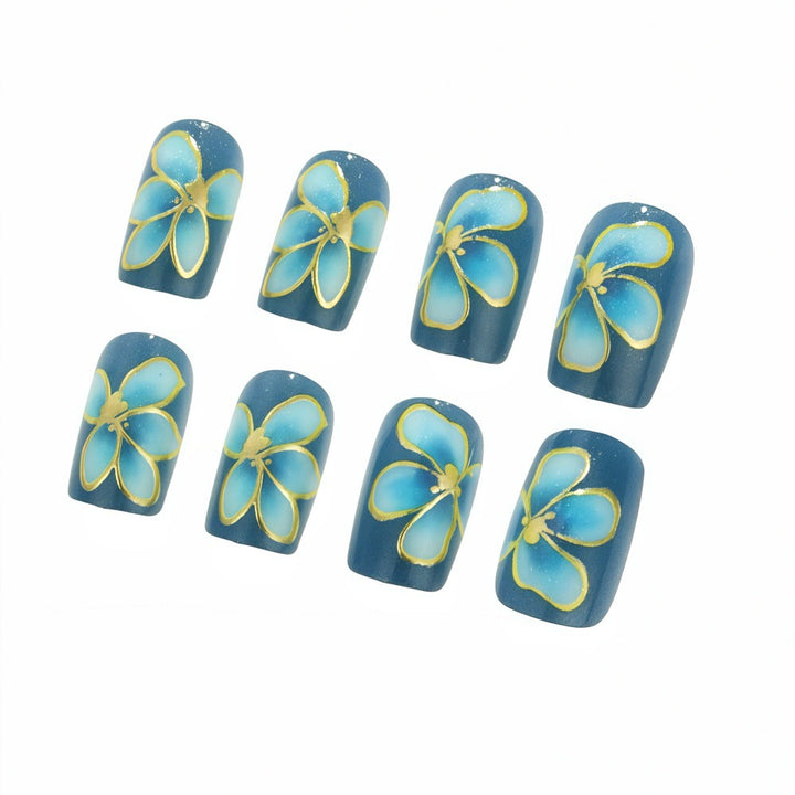 Elaborately designed artificial nails with flower pattern Bowlift