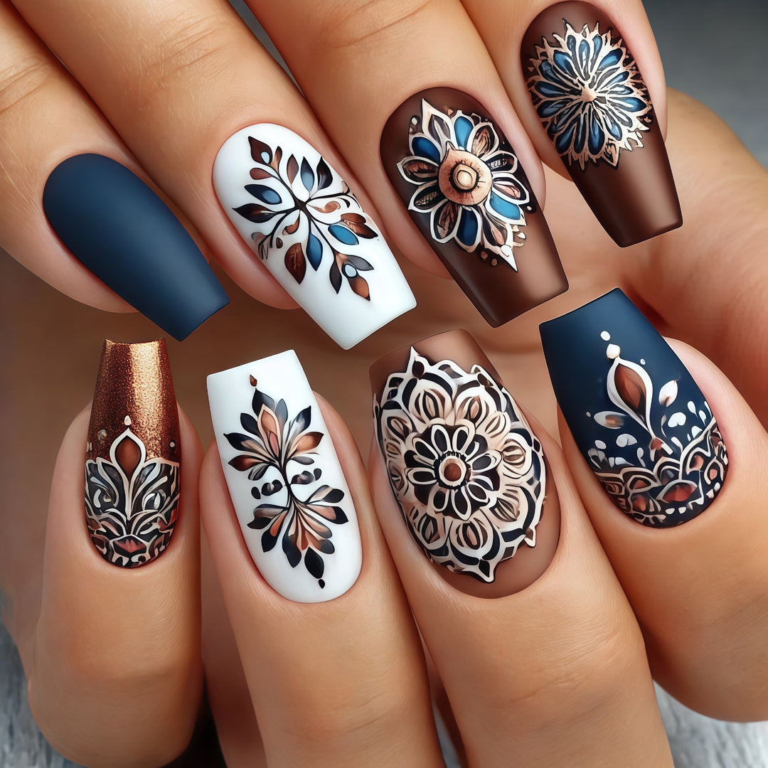 Artificial nails in elegant floral design Bowlift