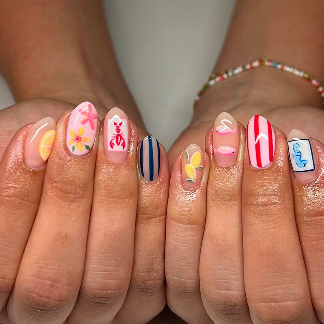 Artful fingernails with tropical designs Bowlift