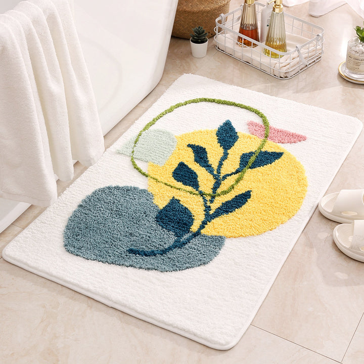 Abstract Leaf Pattern Bath Mat Bowlift