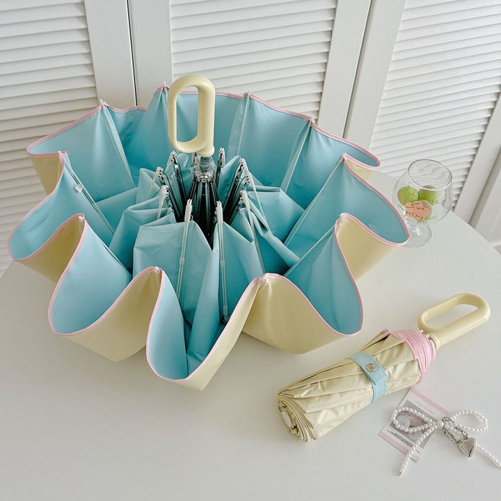 Women's Foldable Umbrella with Innovative Flower Shape Bowlift