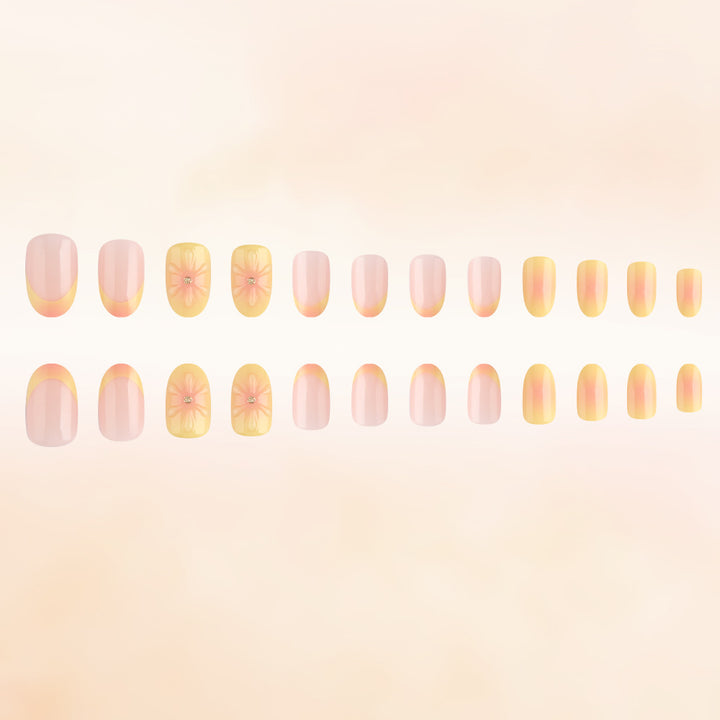 Floral Accent Press-On Nails Bowlift