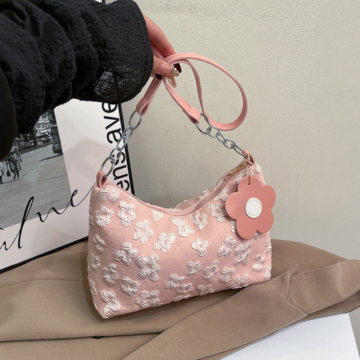 WoStylish Hobo Handbag with Floral Charm Bowlift