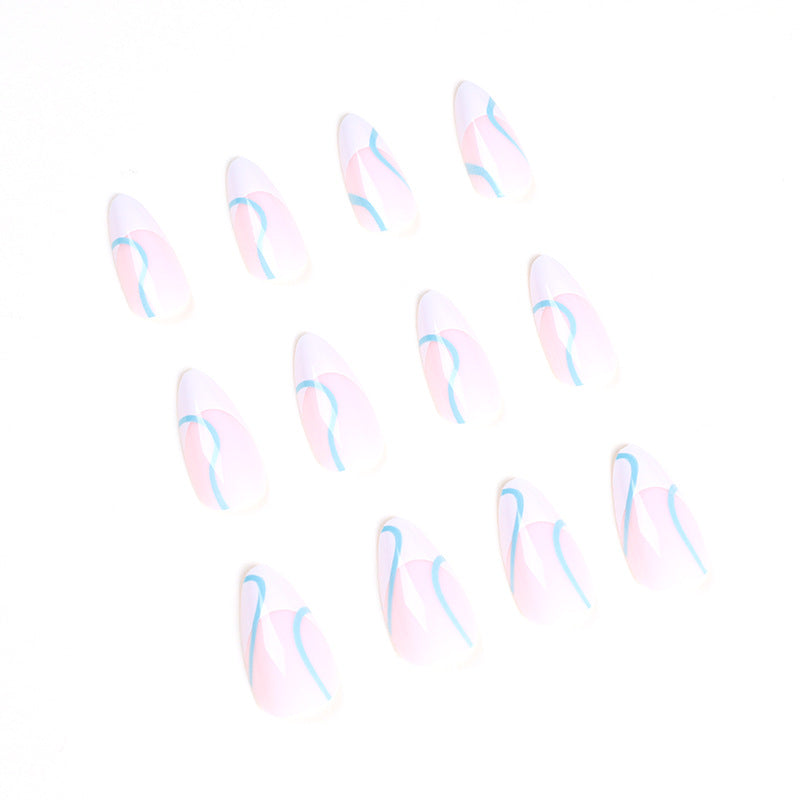 Artful Nail Extensions in an Elegant Design with Colorful Accents Bowlift