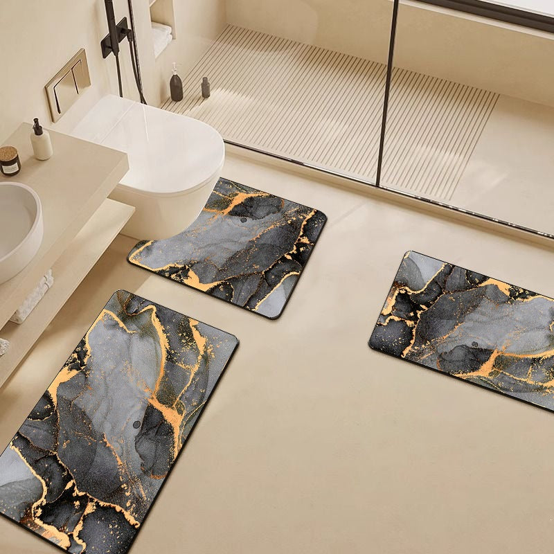 Luxury Marble-Pattern Bathroom Mat Set Bowlift