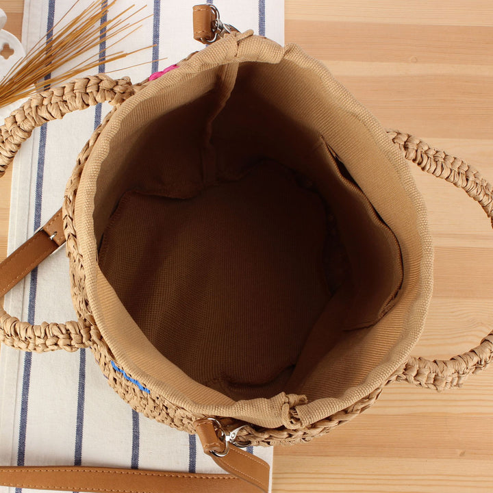 Handbag Made from Handcrafted Natural Material with Colorful Accent Bowlift