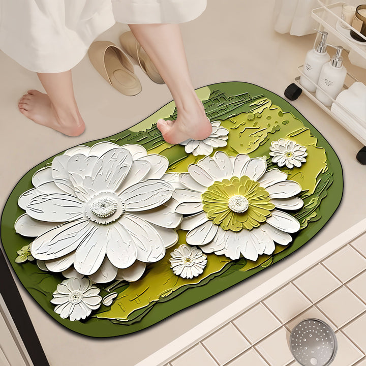 Luxurious Floral Design Bath Mat Bowlift