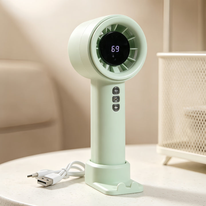 Women High-Performance Hand Fan with Digital Speed Display Bowlift
