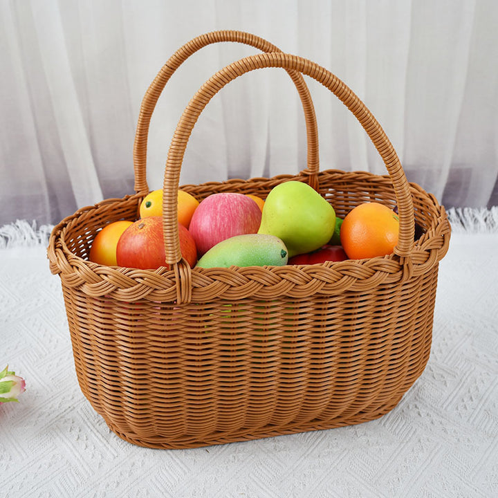 Handwoven Storage Basket with Braided Handles Bowlift
