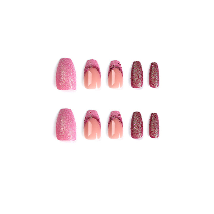 Artful Nail Extensions with Glittering Accents Bowlift