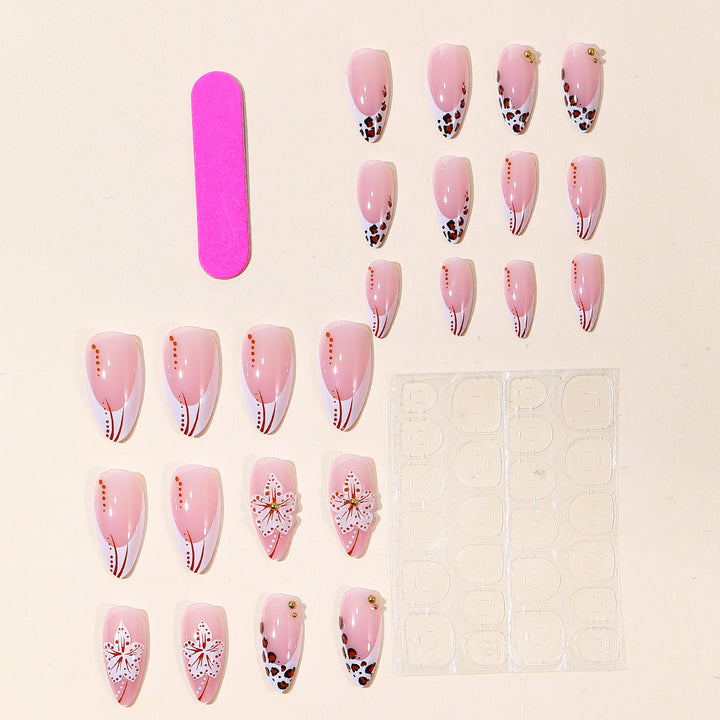 Artistic Floral Acrylic Nail Art Bowlift