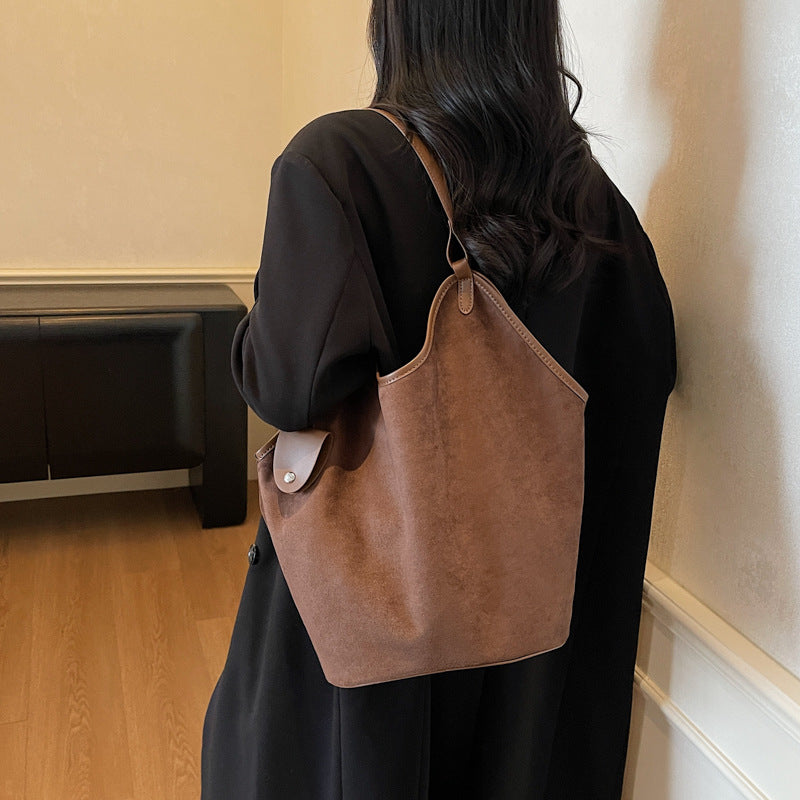 Suede Chic Slouchy Tote Bag Bowlift