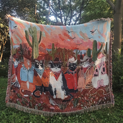 Artistic Cat-Themed Throw Blanket