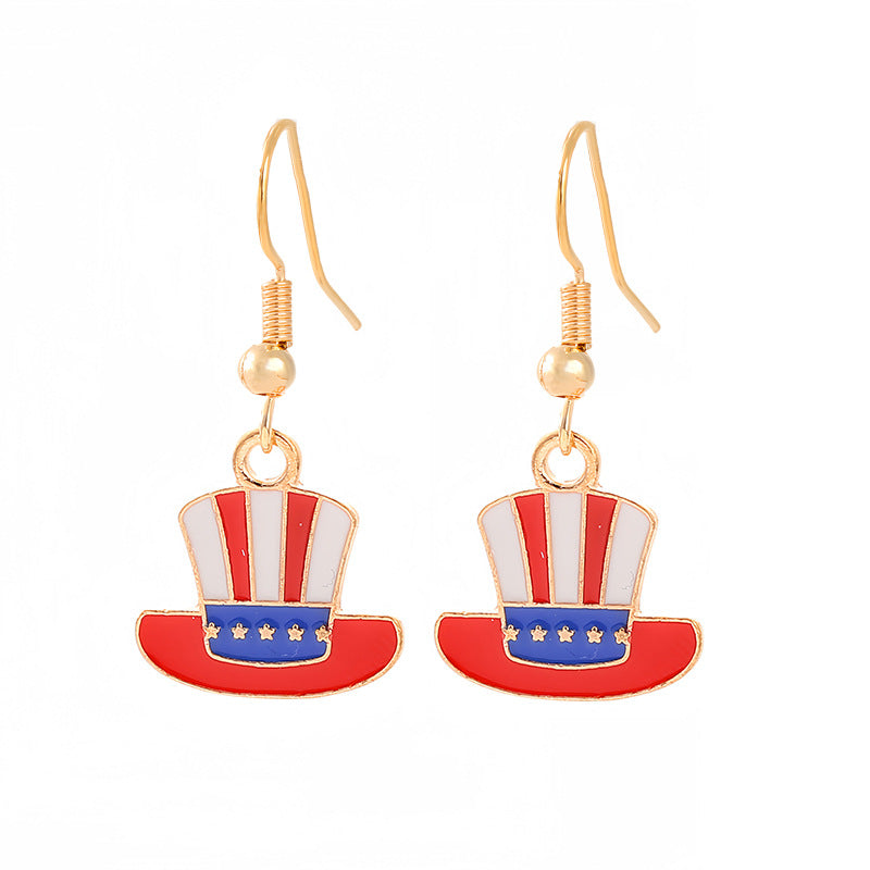Ladies enamel earrings horseshoe with star stripe motif Bowlift