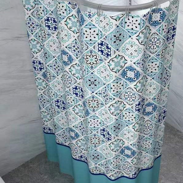 Mosaic-Patterned Shower Curtain Bowlift