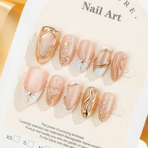 Artistic 3D Nail Tips with Glitter and Bead Decoration Bowlift