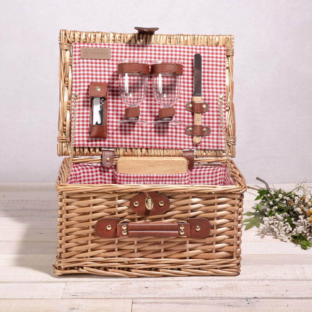 Women's picnic basket with integrated dish set and rustic design Bowlift