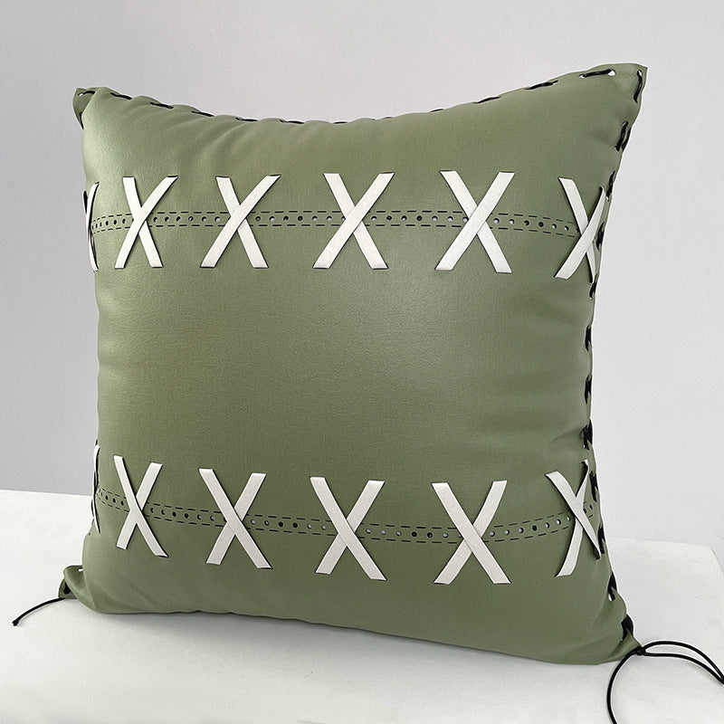 Braided decorative cushion with textured check pattern look and removable cover
