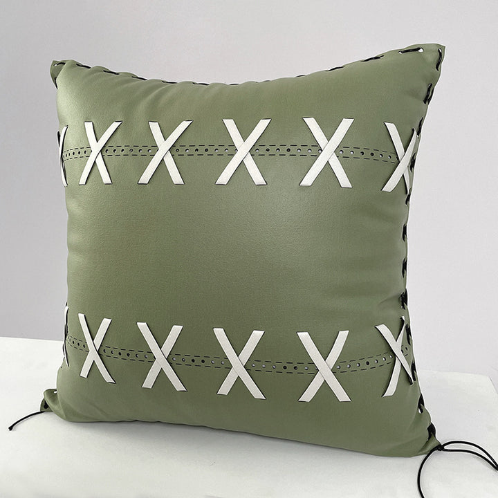 Braided decorative cushion with textured check pattern look and removable cover