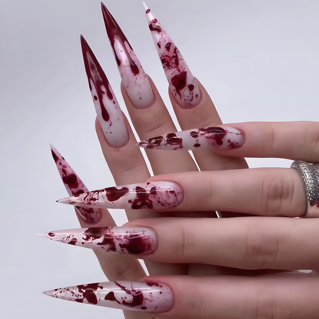 Gothic Blood-Drip Stiletto Nails Bowlift