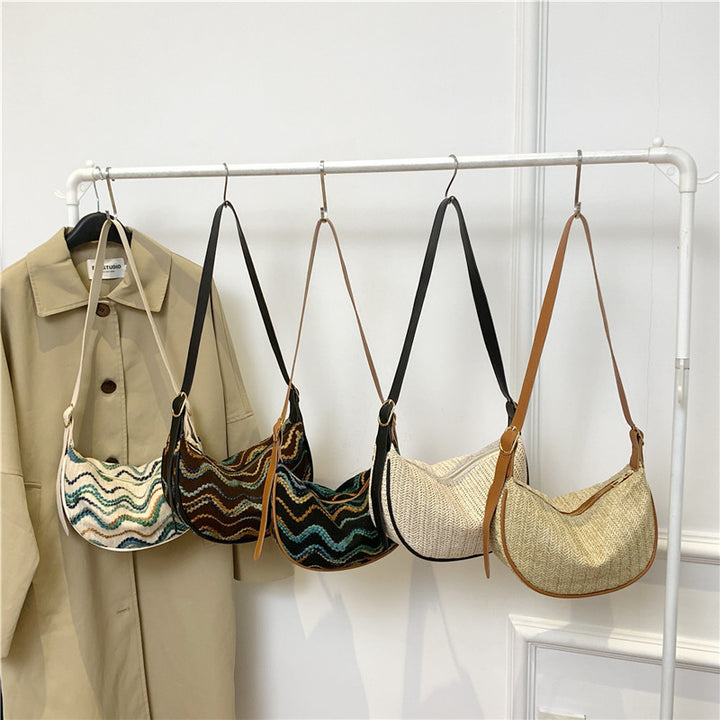 Vintage-Inspired Woven Crossbody Bag Bowlift