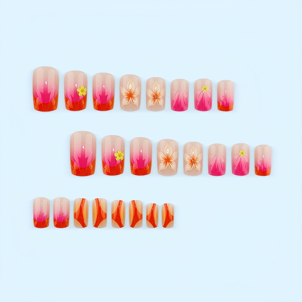 Creative Nail Art Set with Floral and Ombre Designs Bowlift