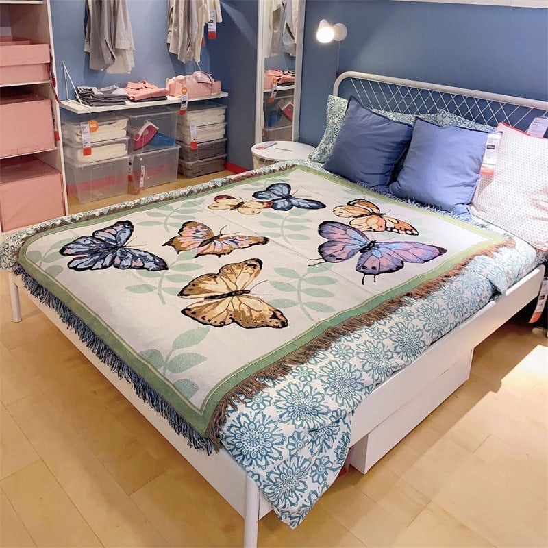 Butterfly Patterned Decorative Throw Blanket