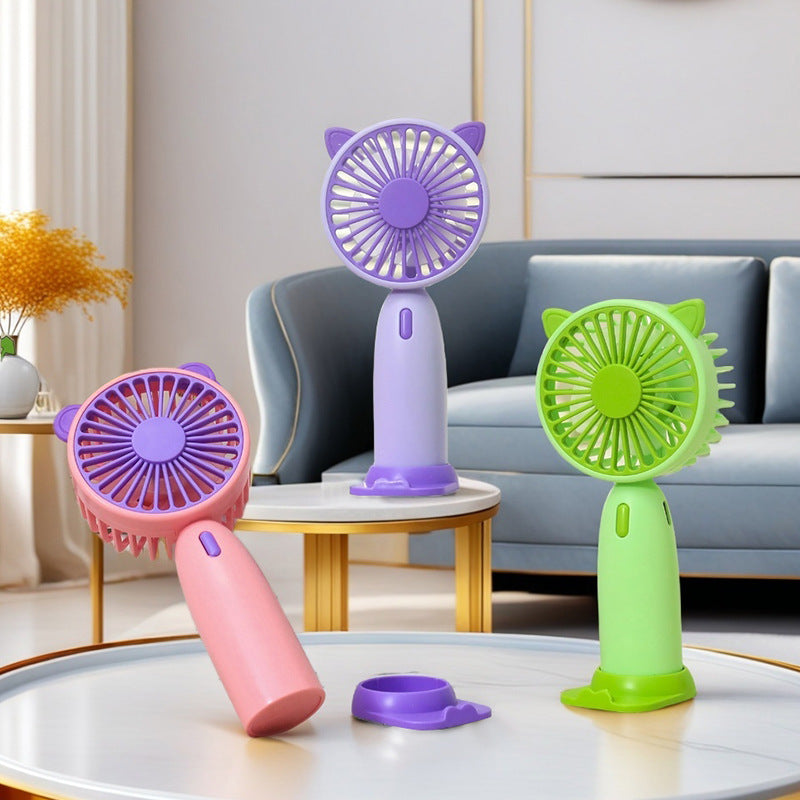 Women's Portable Mini Fan with Cute Cat Design Bowlift