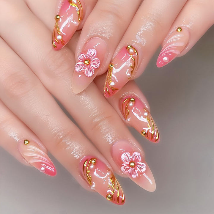 Elegant Floral 3D Nail Art Bowlift