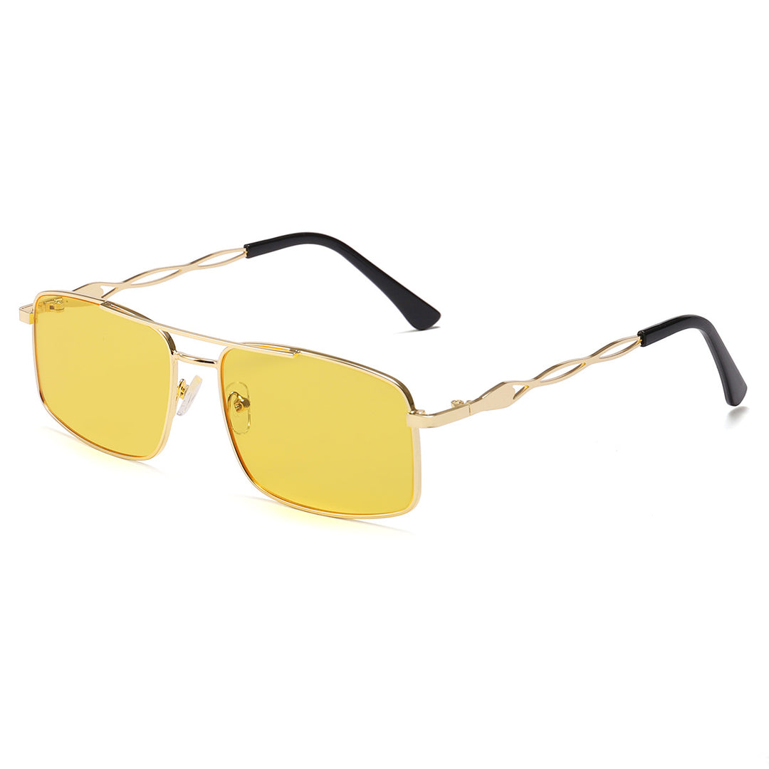 Women's sunglasses with trendy rectangular frame and yellow lenses Bowlift