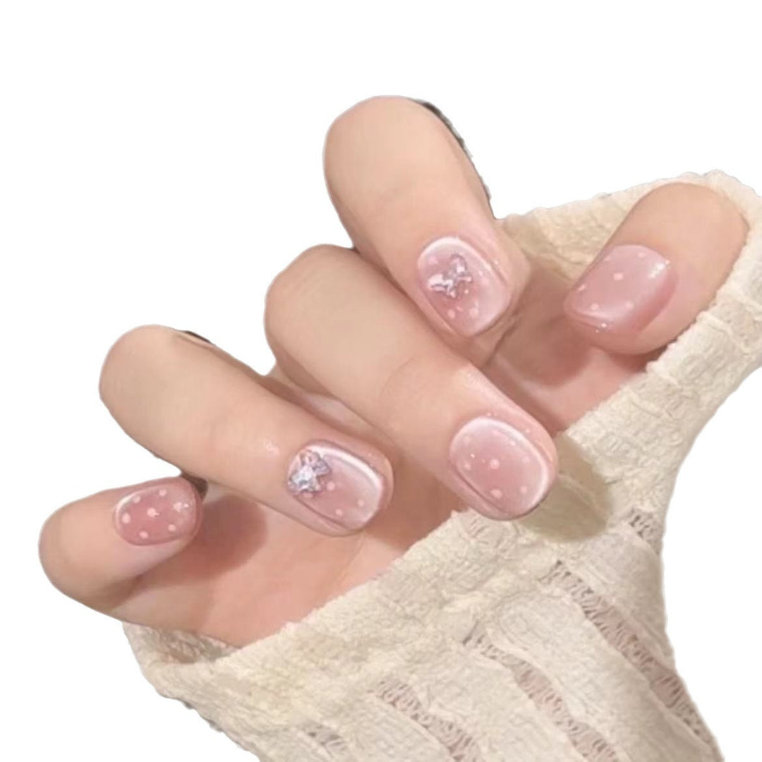 Artistic Floral Press-On Nail Set with Glitter Accents Bowlift