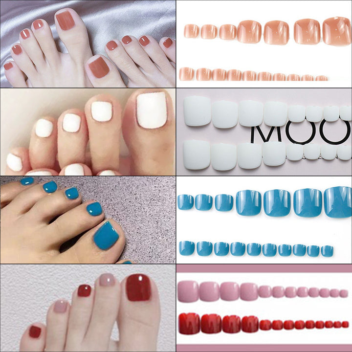 Premium Glossy Press-On Toenail Set Bowlift