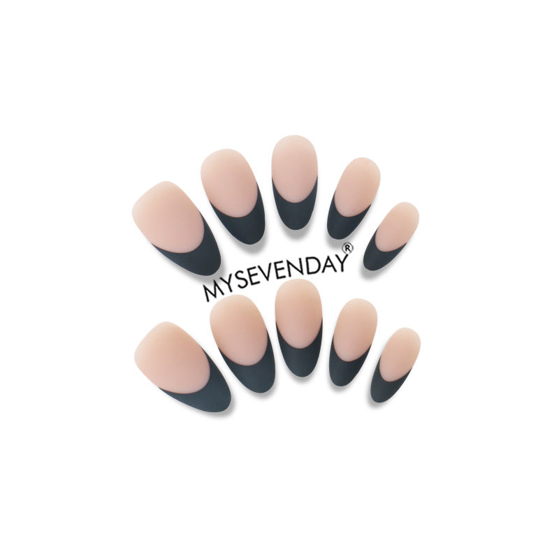 Elegant Press-On Nail Set with Stylish Half-Moon Design Bowlift