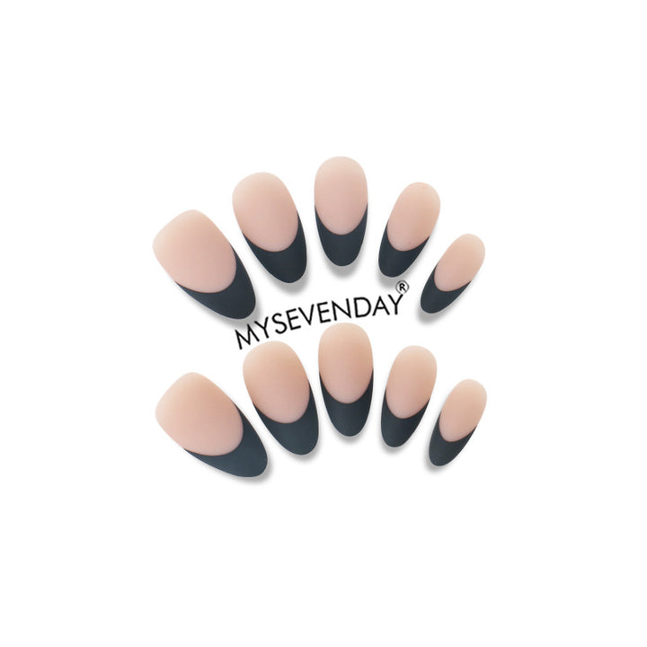 Elegant Press-On Nail Set with Stylish Half-Moon Design Bowlift