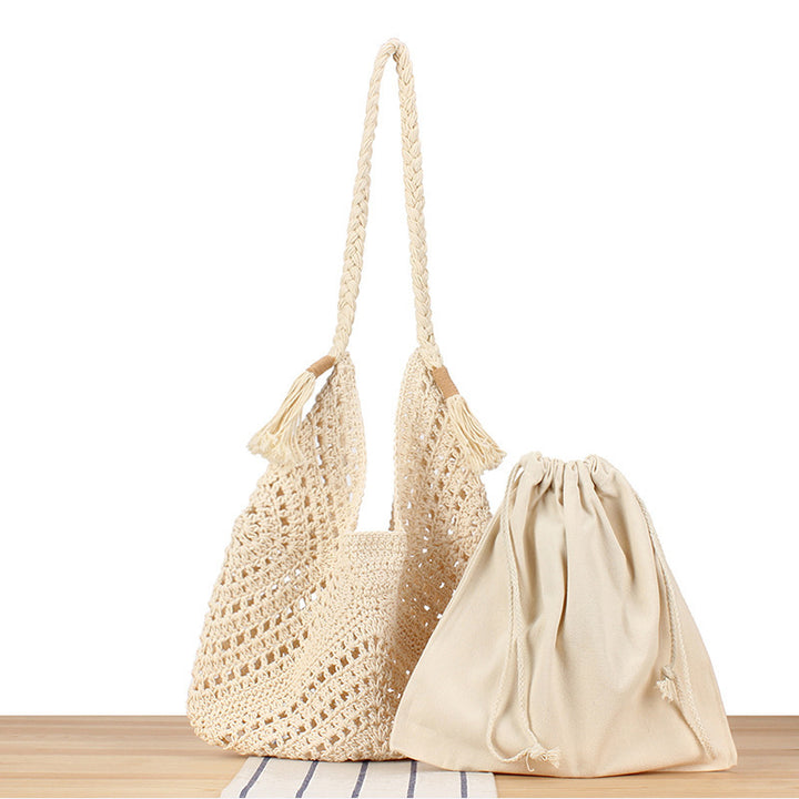 Handbag Made of Braided Natural Material with Inner Pocket Bowlift
