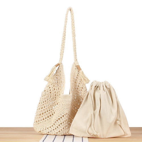 Handbag Made of Braided Natural Material with Inner Pocket Bowlift