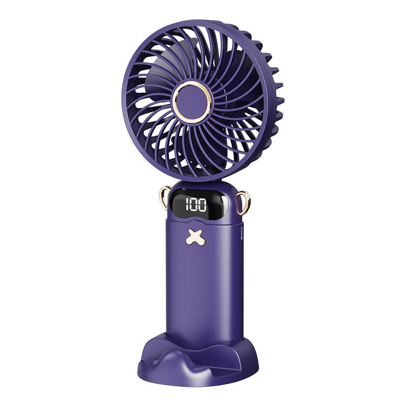 Cooling rechargeable handheld mini fan with digital battery display and cute desktop stand Bowlift