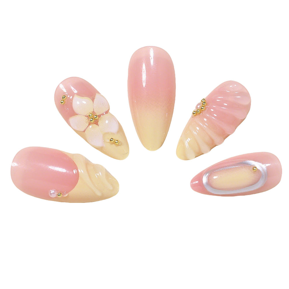 3D Floral Design Press-On Nail Set Bowlift