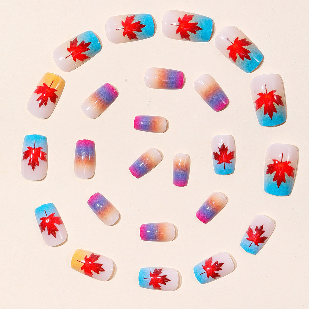 Artistic Maple Leaf Gradient Nail Art Bowlift