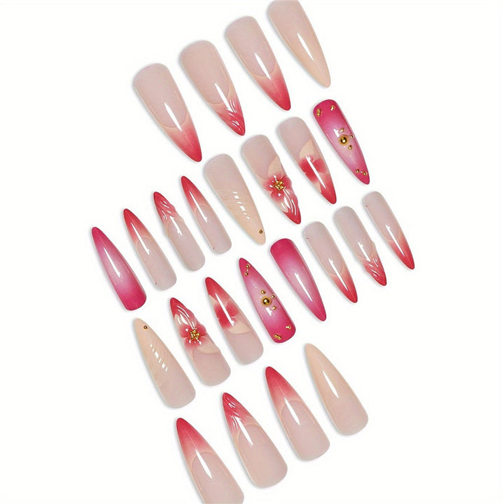 Artistic Floral Overlay Nail Extensions Bowlift