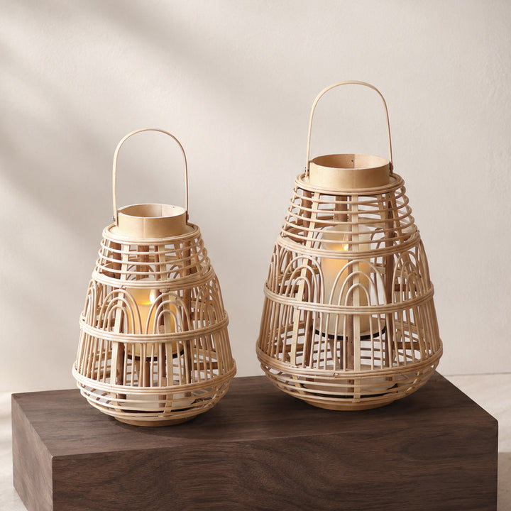 Rustic Rattan Lantern Bowlift