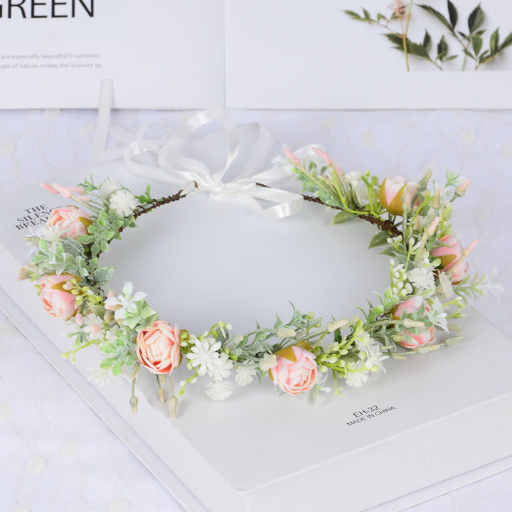 Handmade Romantic Artificial Flower Crown Headband for Bridal and Festival Bowlift