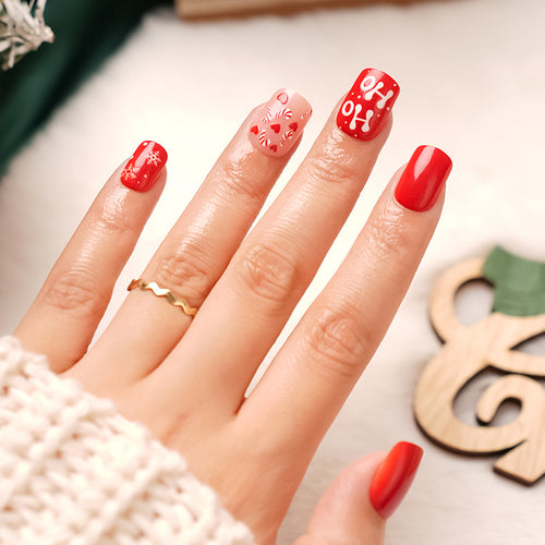 Artificial Nails with Festive Christmas Design Bowlift
