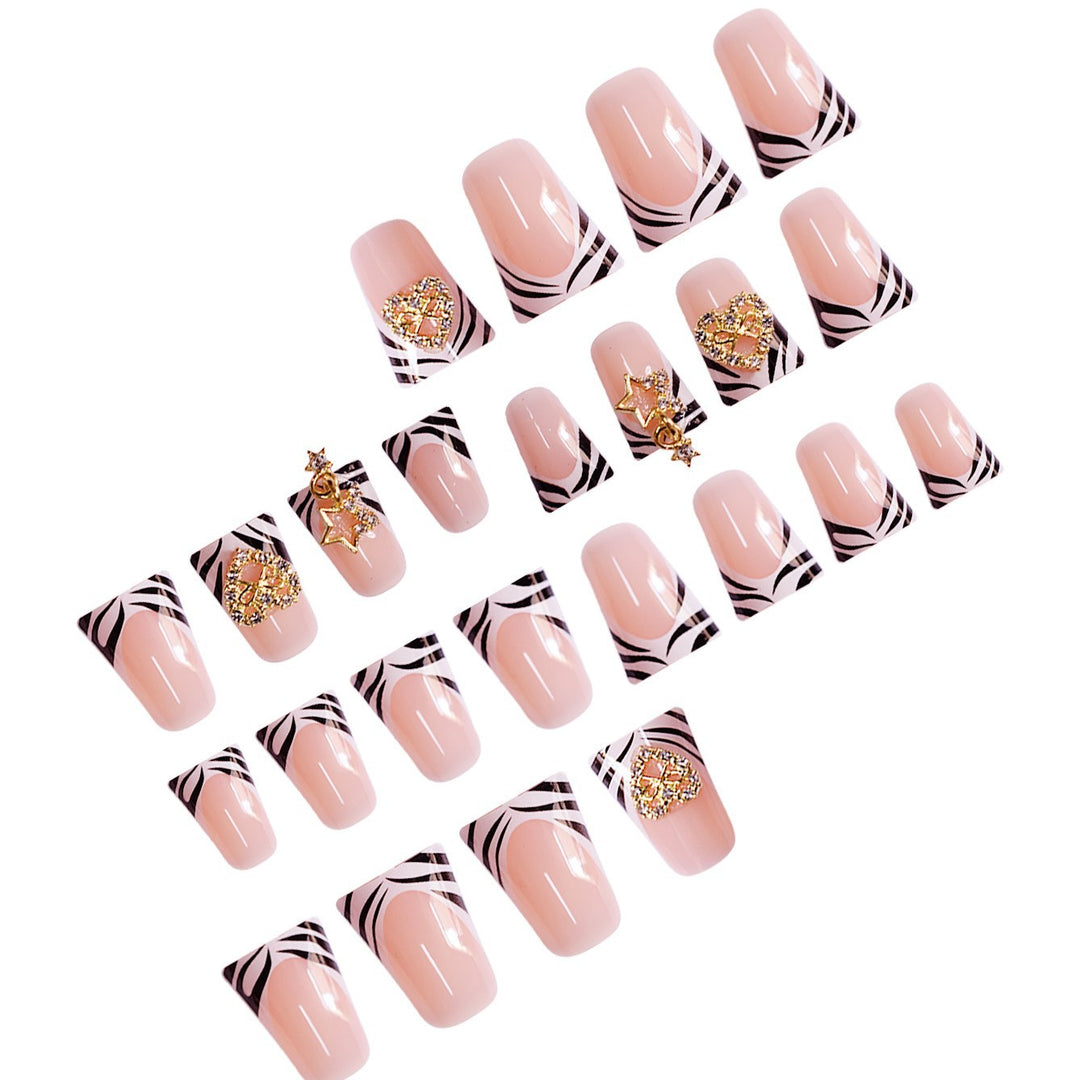 Stylish Rustic French Tip Press-On Nails Bowlift