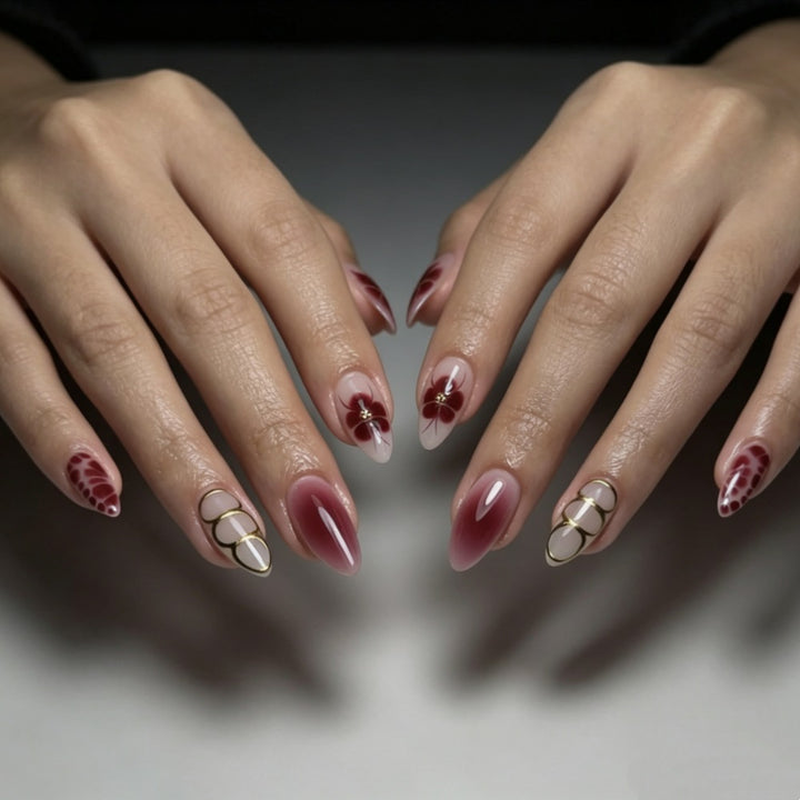 Chic Almond-Shaped Press-On Nail Set Bowlift