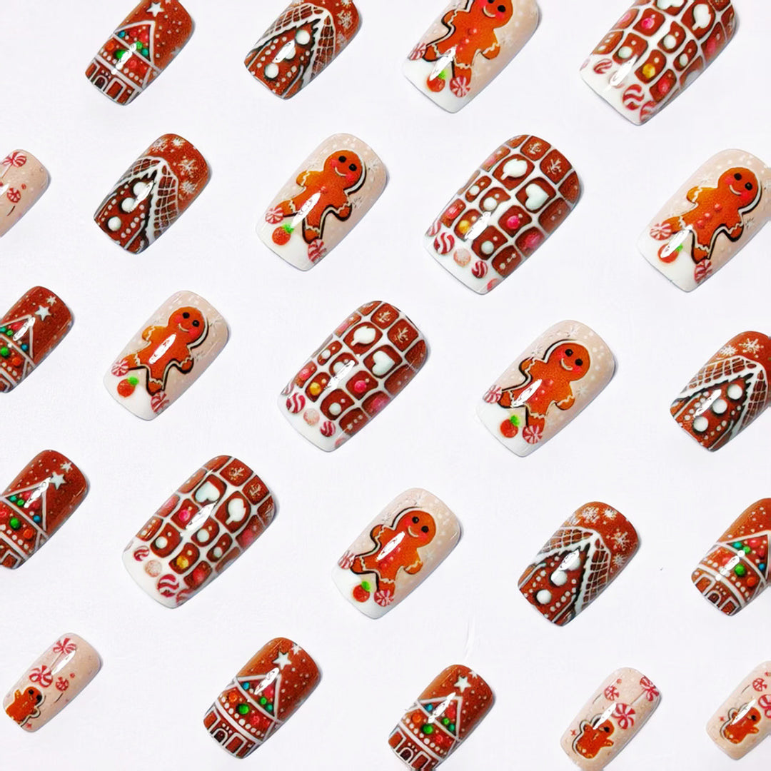 Artificial nails in gingerbread house design Bowlift