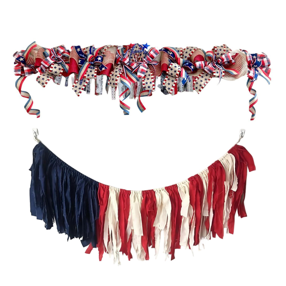 Unisex decorative garland made of jute and bows with star applications 90cm Bowlift