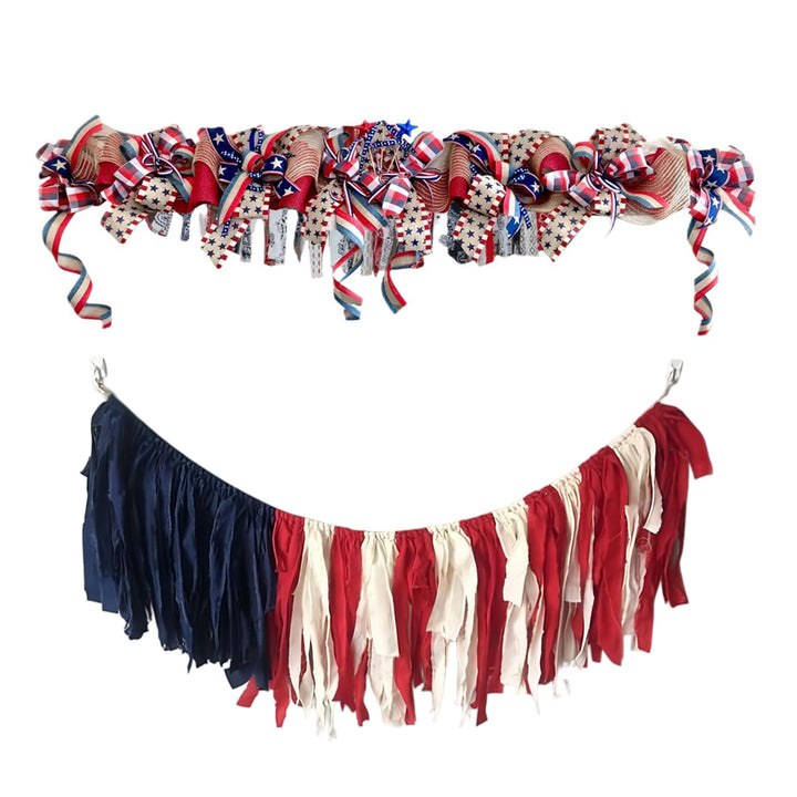 Unisex decorative garland made of jute and bows with star applications 90cm Bowlift