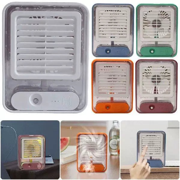 Unisex one size compact USB microclimate cooler and whisper-quiet table fan with transparent water tank and adjustable louver Bowlift